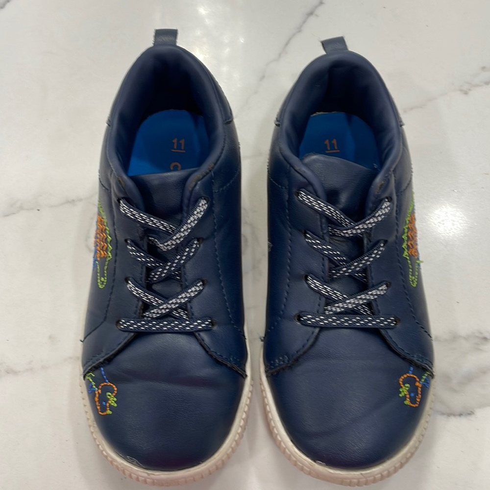 Carters Blue Neon Dinosaur Print Lace Up Sneakers. Size 11